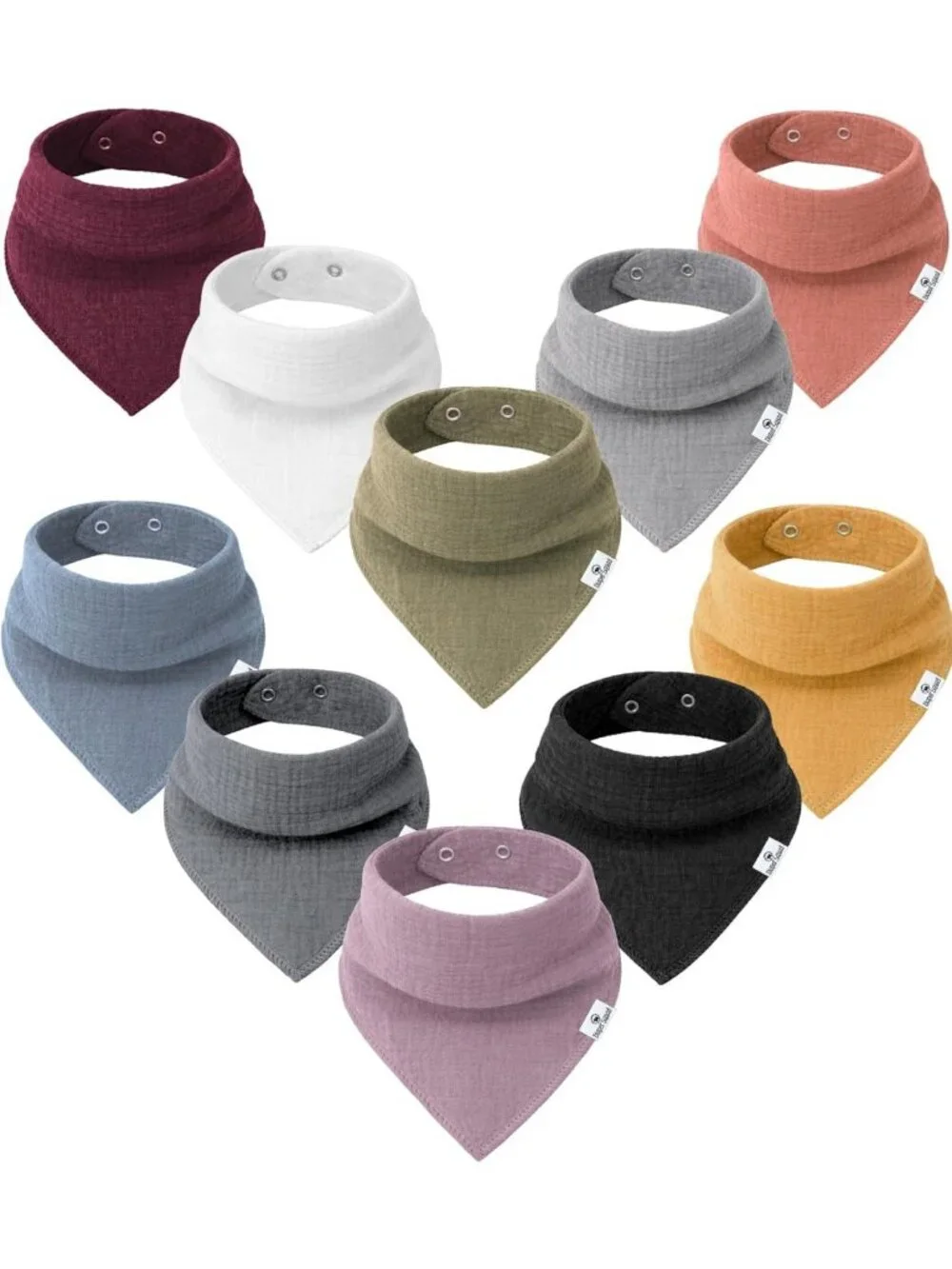 10-Pack Organic Muslin Cotton Baby Bibs for Infants & Toddlers - Unisex